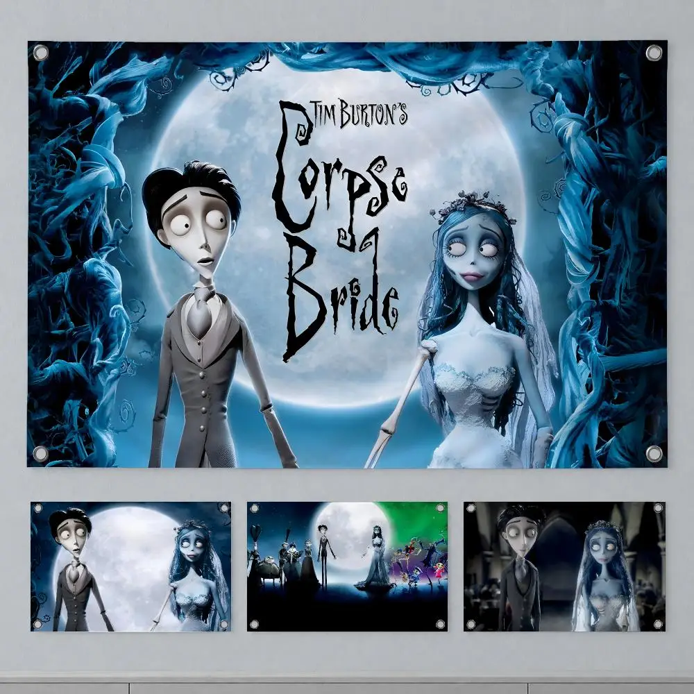 Gothic Movie Corpse Bride Flags Wall Hanging Banner Indoor Outdoor Party Home Wall Decor Backdrop