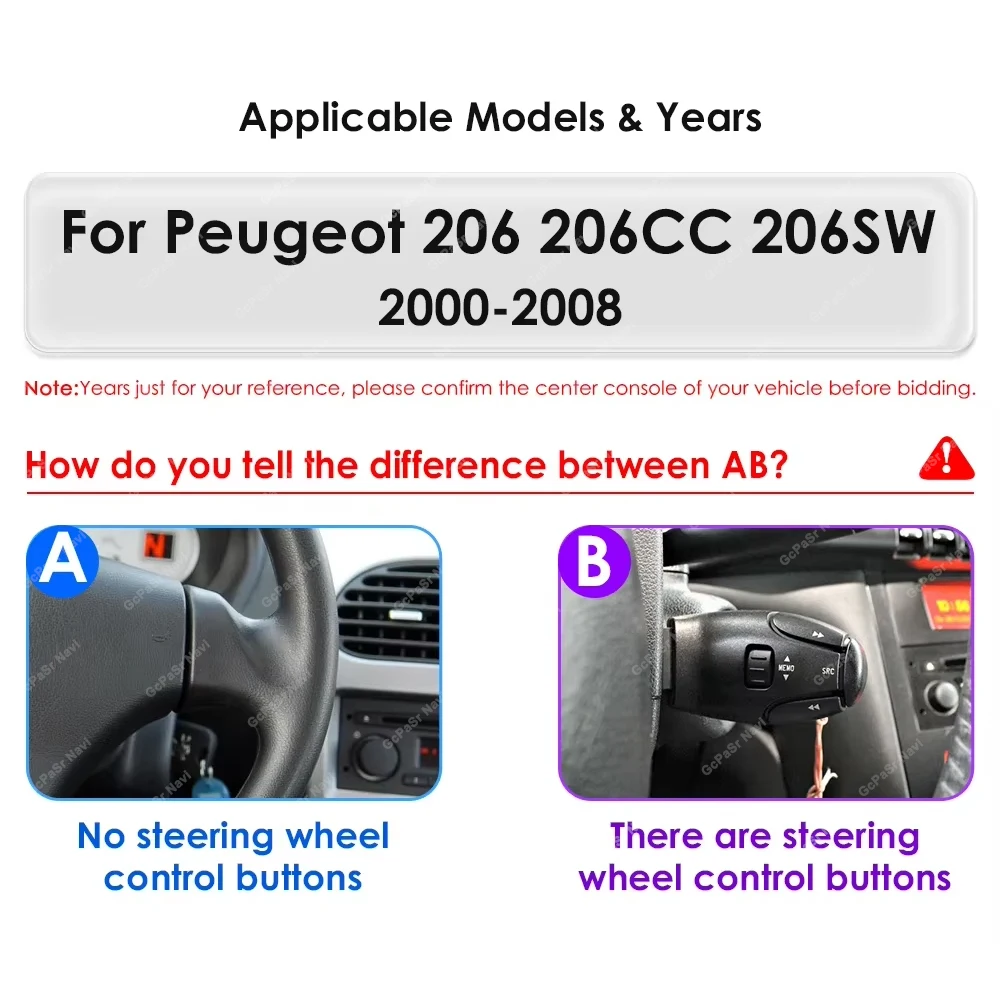 7 Android 12 CarPlay for Peugeot 206 2000-2008