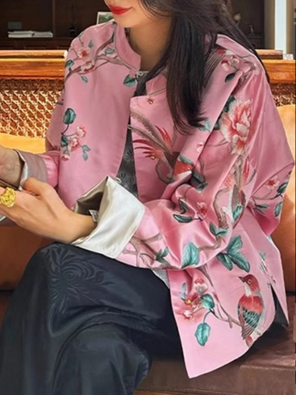 

Женская куртка Ele Long Sve с цветочным принтом, весна-осень, уникальный индивидуальный стиль, новая китайская мода