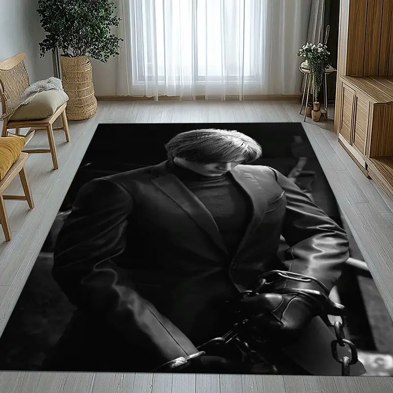 Vintage Game R-Resident Evil Leon Soft Non-Slip Area Rug for Living Room,Bedroom Playroom Carpet Mat for Sofa,Home Decor Gift
