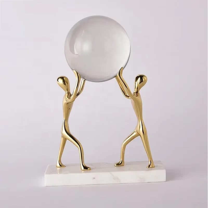 

Nordic Abstract Figure Sculpture Crystal Ball Office Table Decoration Light Luxury Home Decoration