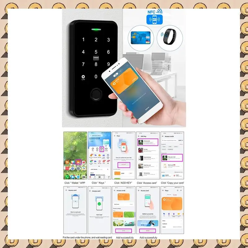 

NFC Bluetooth Tuya APP Access Control Keypad Waterproof RFID Keyboard 13.56Mhz Biometric Fingerprint Touch Door Opener Durable C