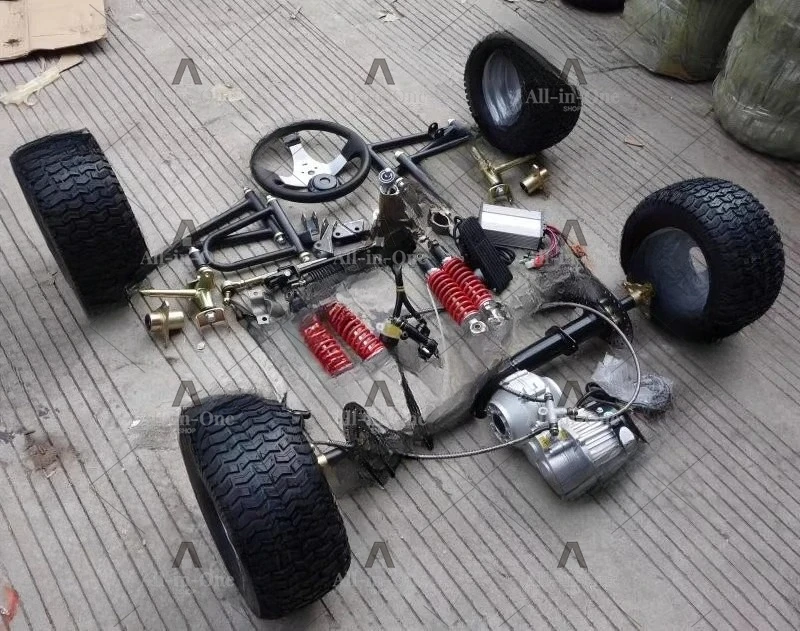 DIY Modified Electric Four-wheeler Kart Accessories Front Suspension Steering Differential Shaft Drive Motor Rear Axle 6-inch