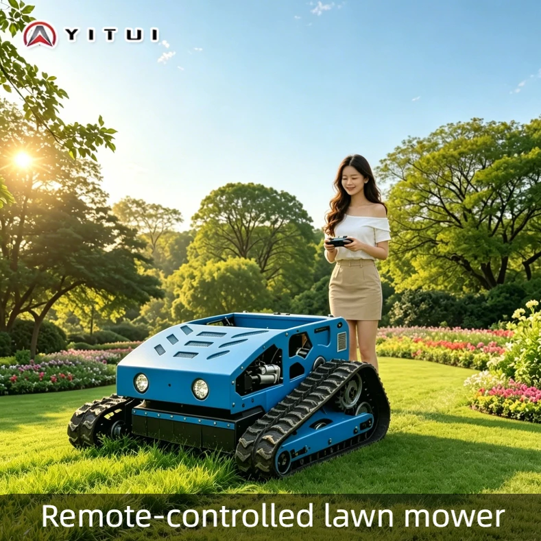 All Terrain Customized Rubber Crawler Lawn Mower Petrol Engine Remote Control Self-Propelled Factory Direct Sale Outdoor Use