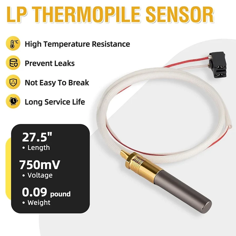 LP Thermopile Sensor Replacement For Rheem, Ruud Richmond Water Heaters- Compatible Models SP20824/SP21058 Kit Included