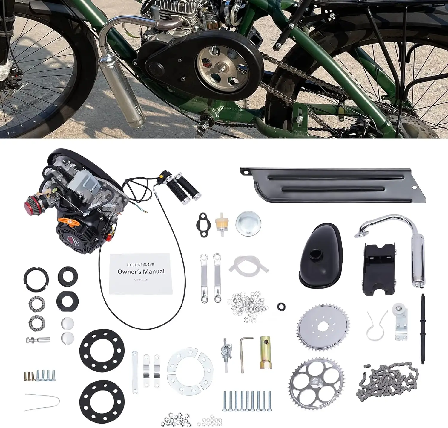 Kit de motor de bicicleta de 100cc, un solo cilindro, 4 tiempos, Gas, gasolina, Motor de bicicleta, refrigeración por aire, Kit de Motor de bicicleta motorizado, motor modificado