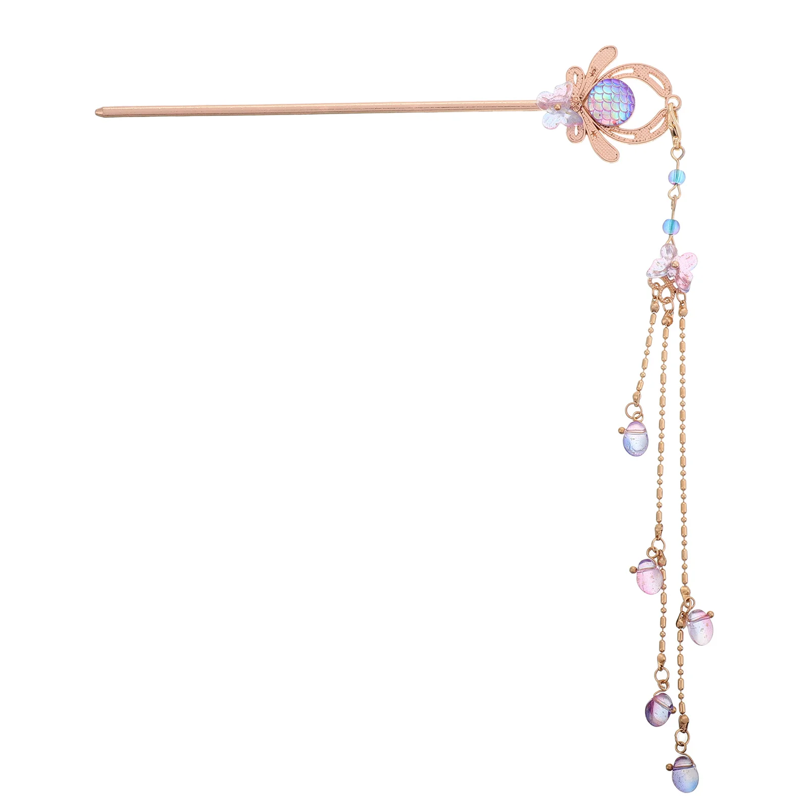 

Retro Hairpin Purple Tassel Bun Hairstyles Chinese Wedding Accessories Elegant Traditional Flowery Decorative