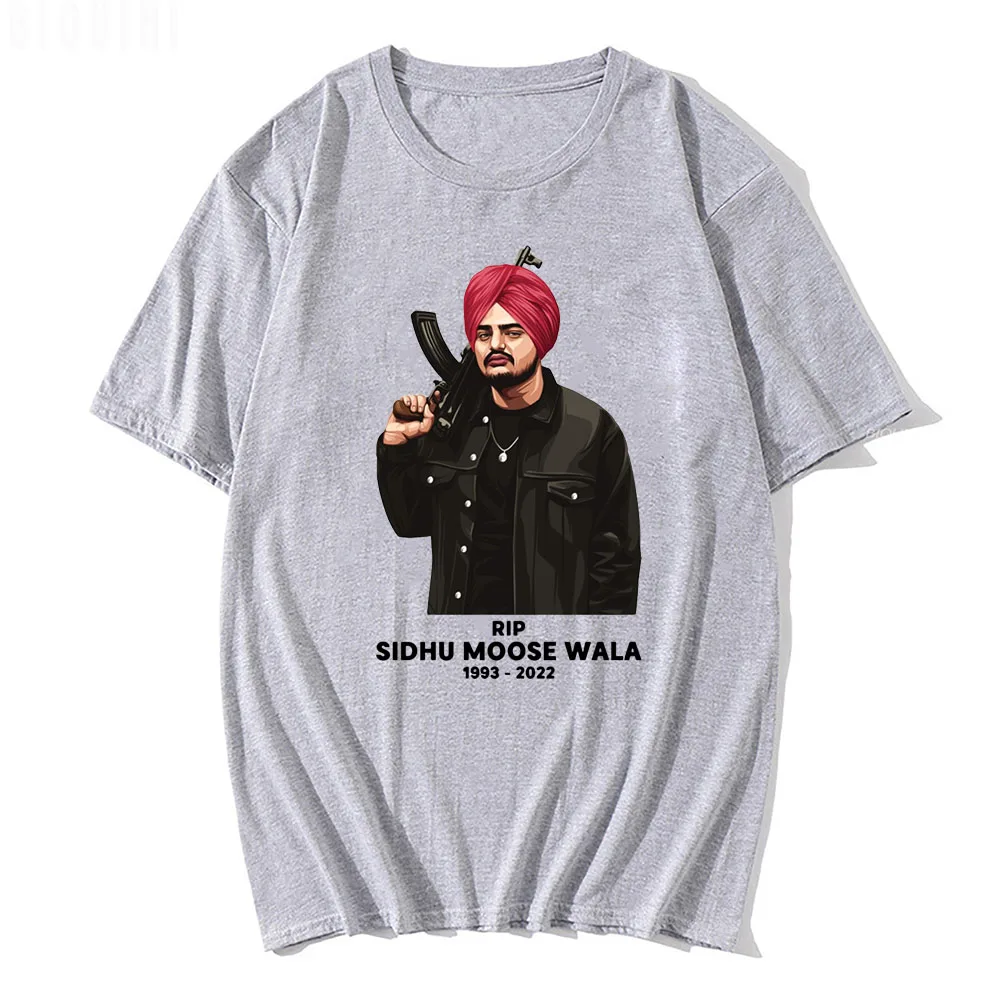 RIP Sidhu Moose Wala T Shirt Indian Rapper Singer Print Tshirts Pure Cotton Graphic Tees Hip Hop Casual Men Women Oversized Tops