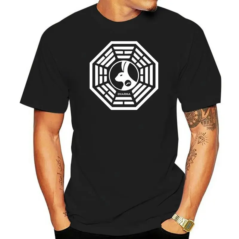 Camiseta de manga corta de algodón de Lost Tv Series para hombre, camisa clásica de Westworld con aspecto de cristal de Dharma mediano
