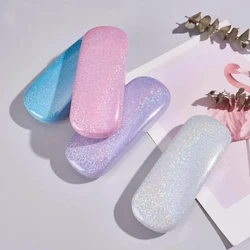 1pc Elegant Glitter Sequins Sunglasses Case Portable PU Leather Reading Storage Box for Men Women（White/Black/Blue/Pink/Purple）