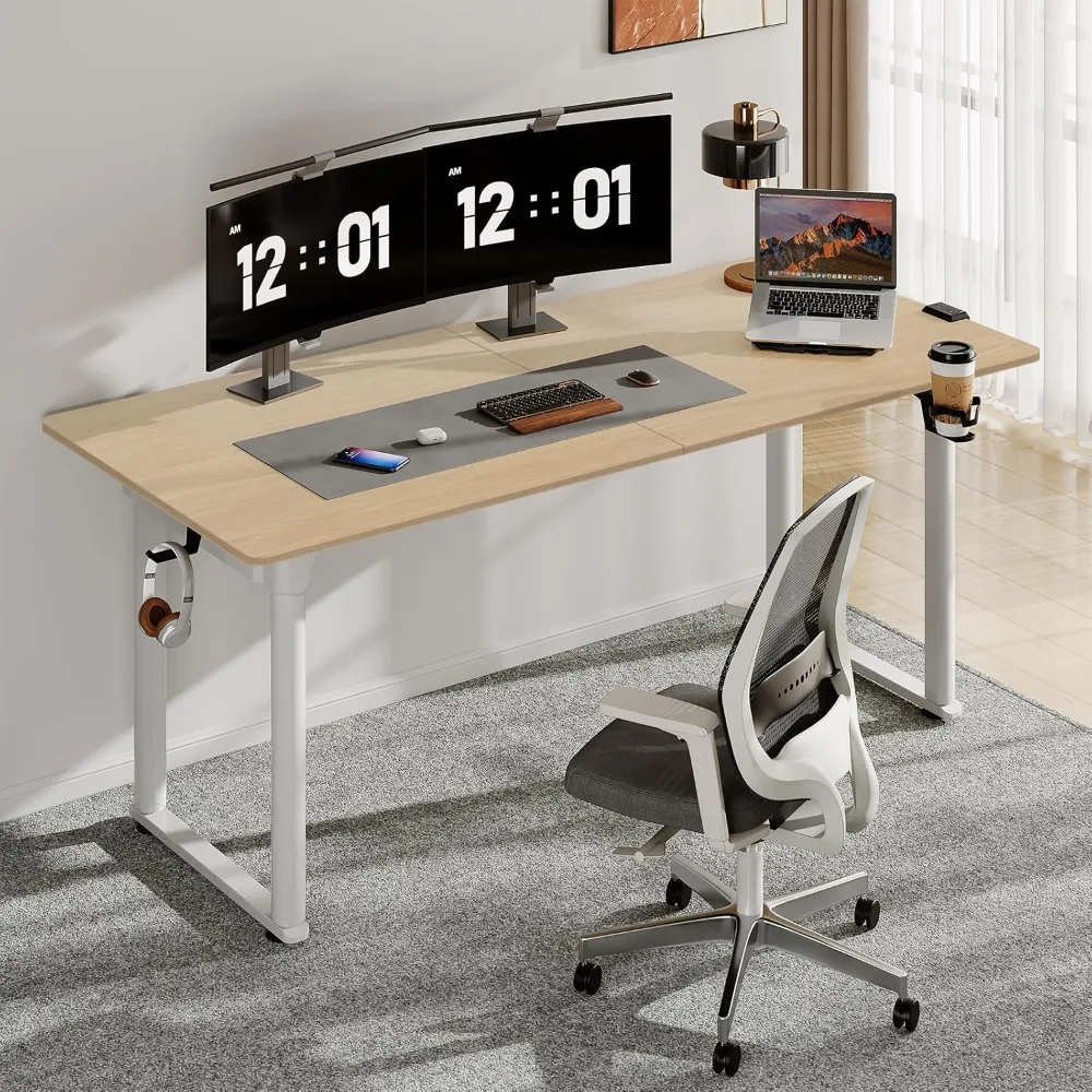 

Desk, 63 in. with Memory Controls and Dual Motors, Height Adjustable From 28 in. To 46 in. Office Computer Desk