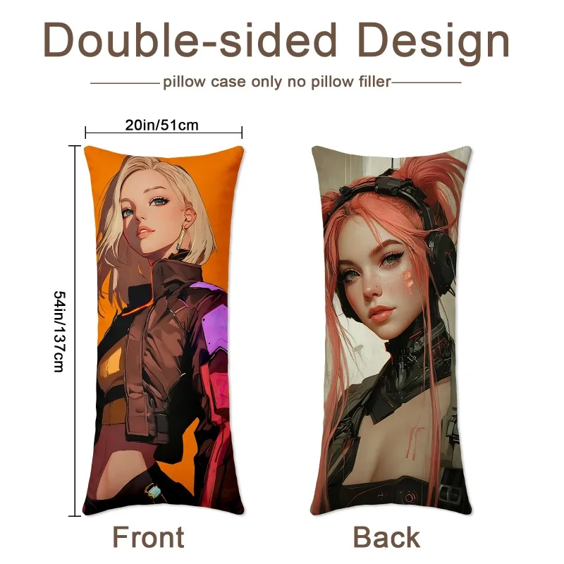 Custom Pillowcase, Personalized Photo Cushion Cover, Printed Long Body Pillow Case, Customizable Dakimakura Cover Home Decor Gif