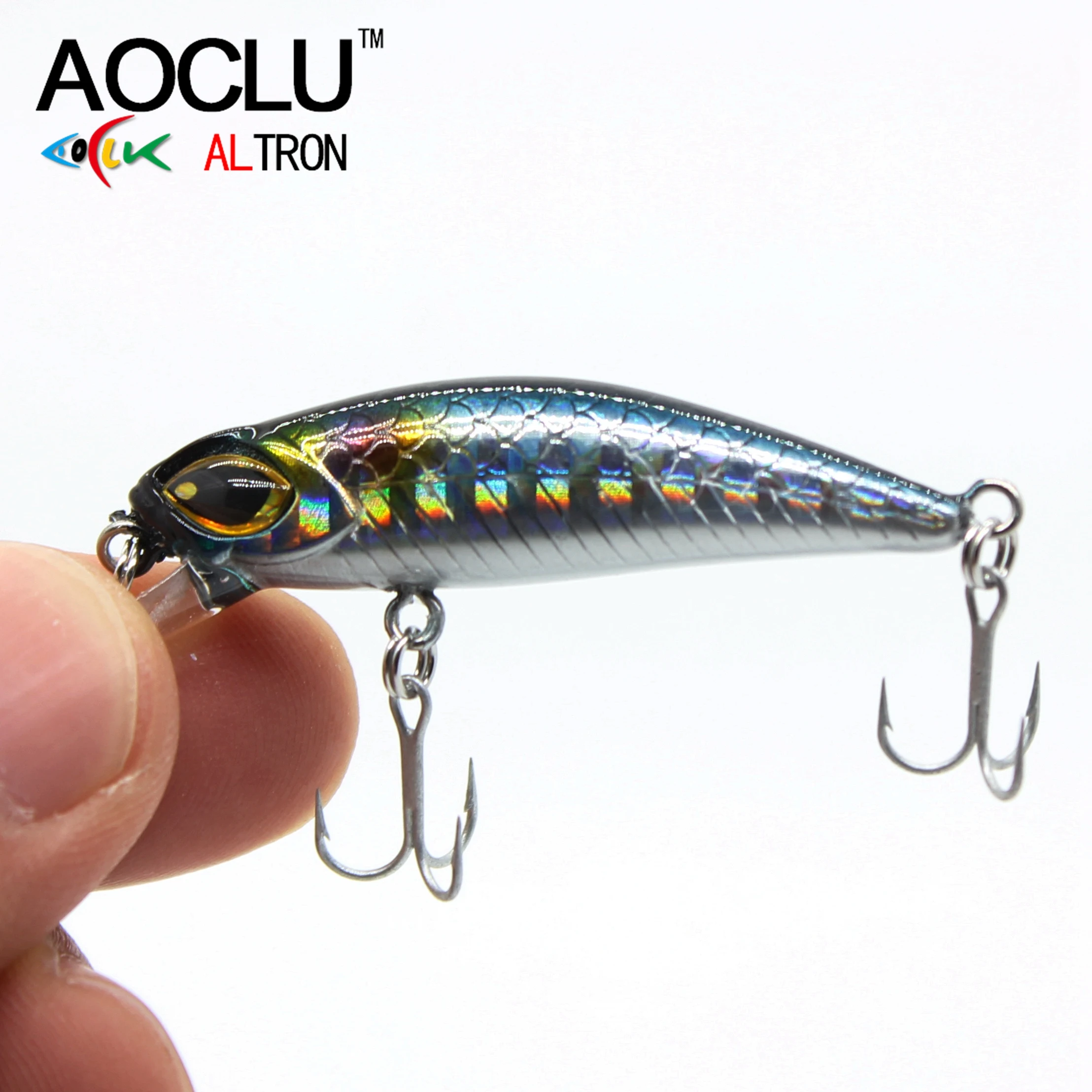 Aoclu-Sinking Minnow Angel rassel, Hart köder Wobbler Köder, Strand, Bass, Jack, Forelle, 14 # VMC Haken, Tauchen, 1,5 m, 45mm, 3,0g – Detail 6