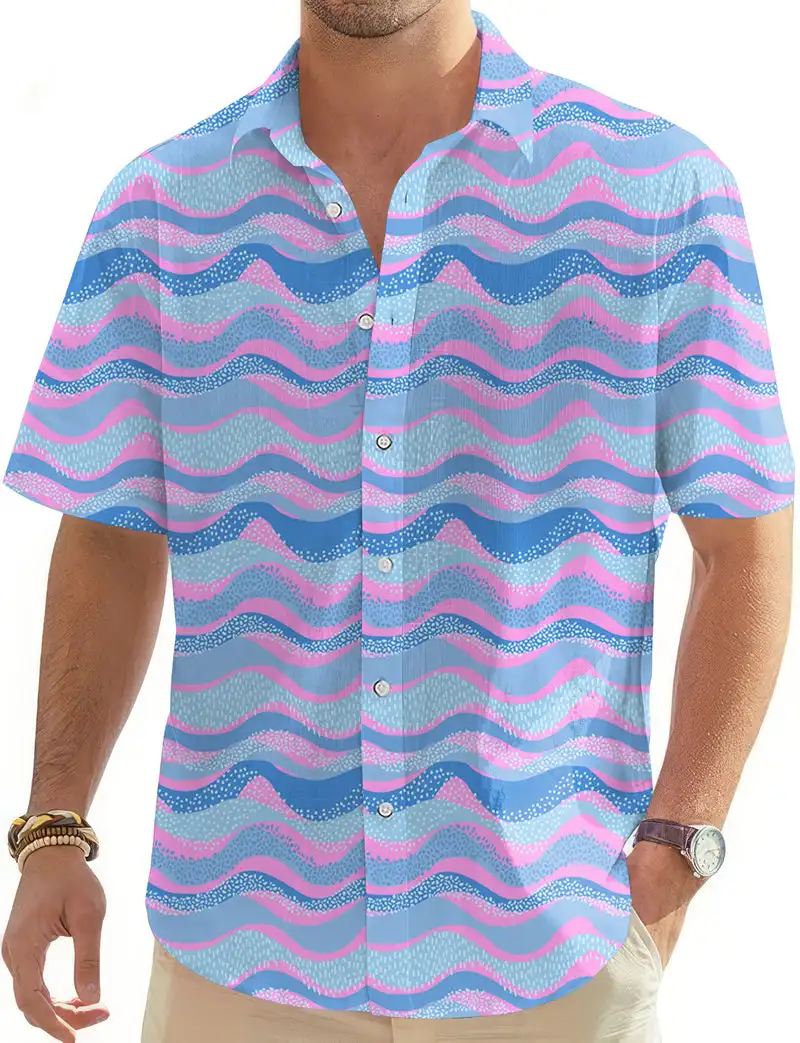 

Hawaii Classic 2026 Summer New 3D Men's Poster Pattern Shirt Casual Fashion Collar Casual Beach Women's Couple Shirt
