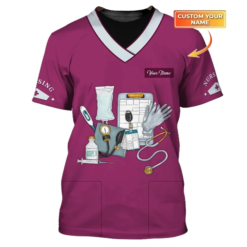 1 Piece Custom Your Picture  Summer Mens T Shirt Nursing Tools Pesonalized 3D Printed Unisex Tshirt Nurse Tshirts Medical Scrubs