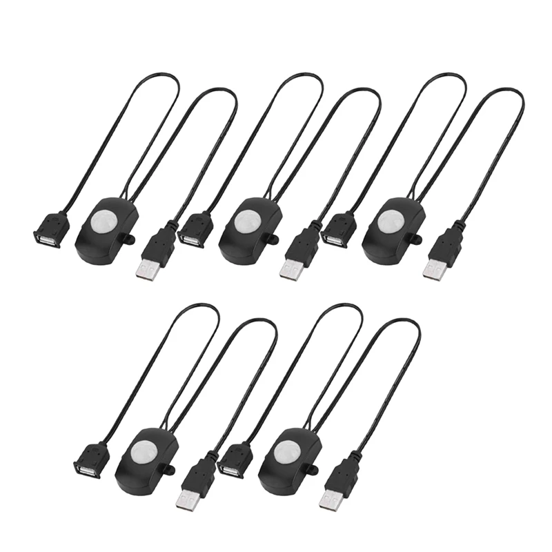 5 stuks detector automatische schakelaar DC 5 V/12 V/24 V USB PIR voor LED-lichtstrip intelligente lichaamsbewegingssensor zwart