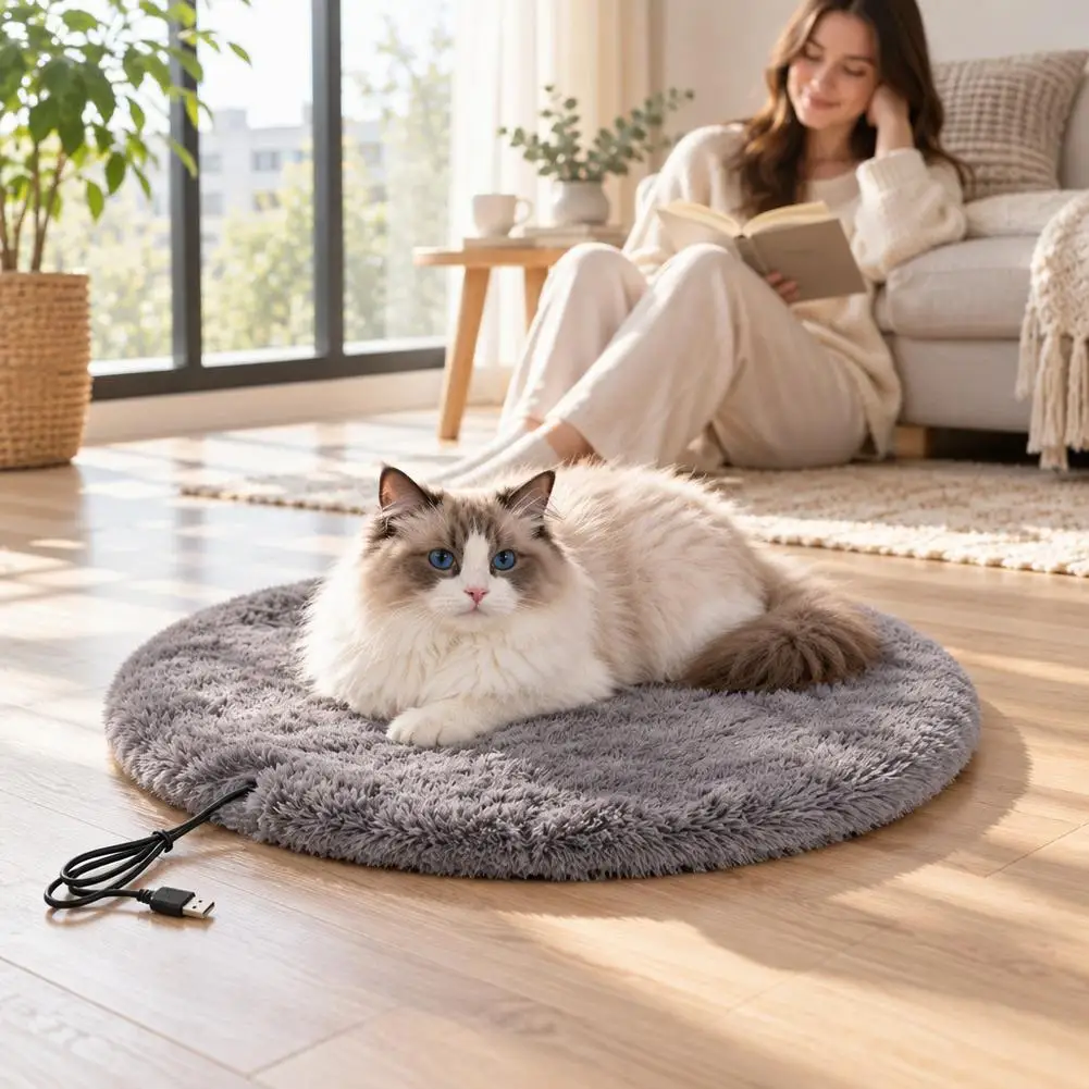 Pet Mat Cat And Dog USB Plug-In Heating Simple Electric Heating Pet Mat Plush Pet Heating Mat ﻿