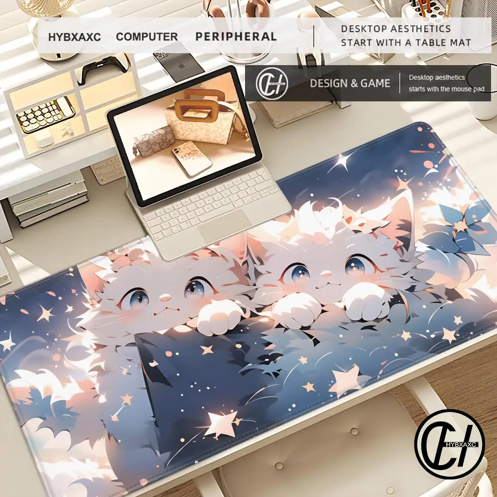 

HYBXAXC Cartoon Lovely Lively Anime Cats Silicone Gaming MousePad Keyboard Pad MousePad for Keyboard with Anti-Slip TableMat