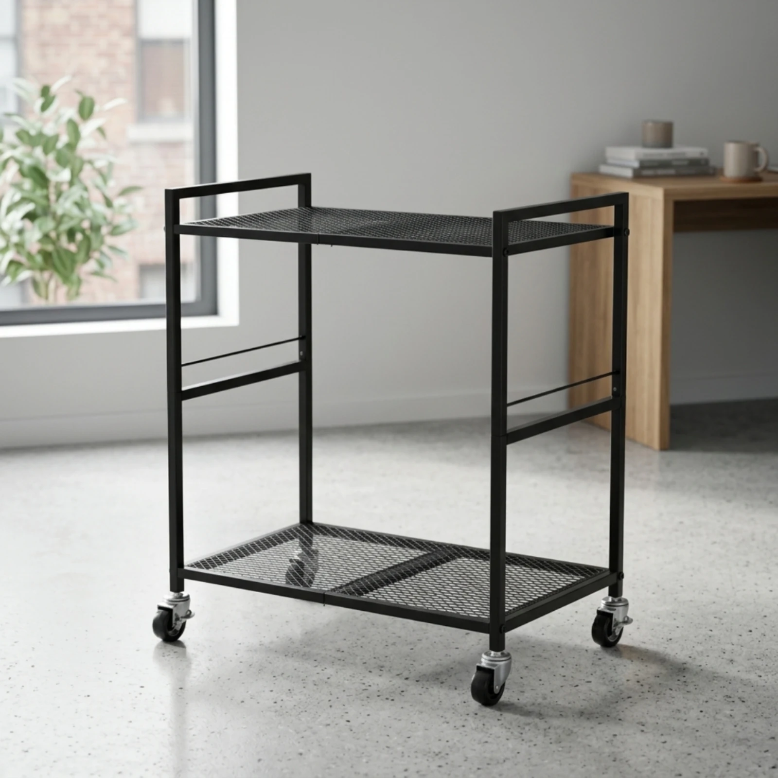 Computer Desktop Stand with Wheels Rolling PC Desktop Stand Computer Holder with Wheels Mobile Furniture Under-Desk for Gamers