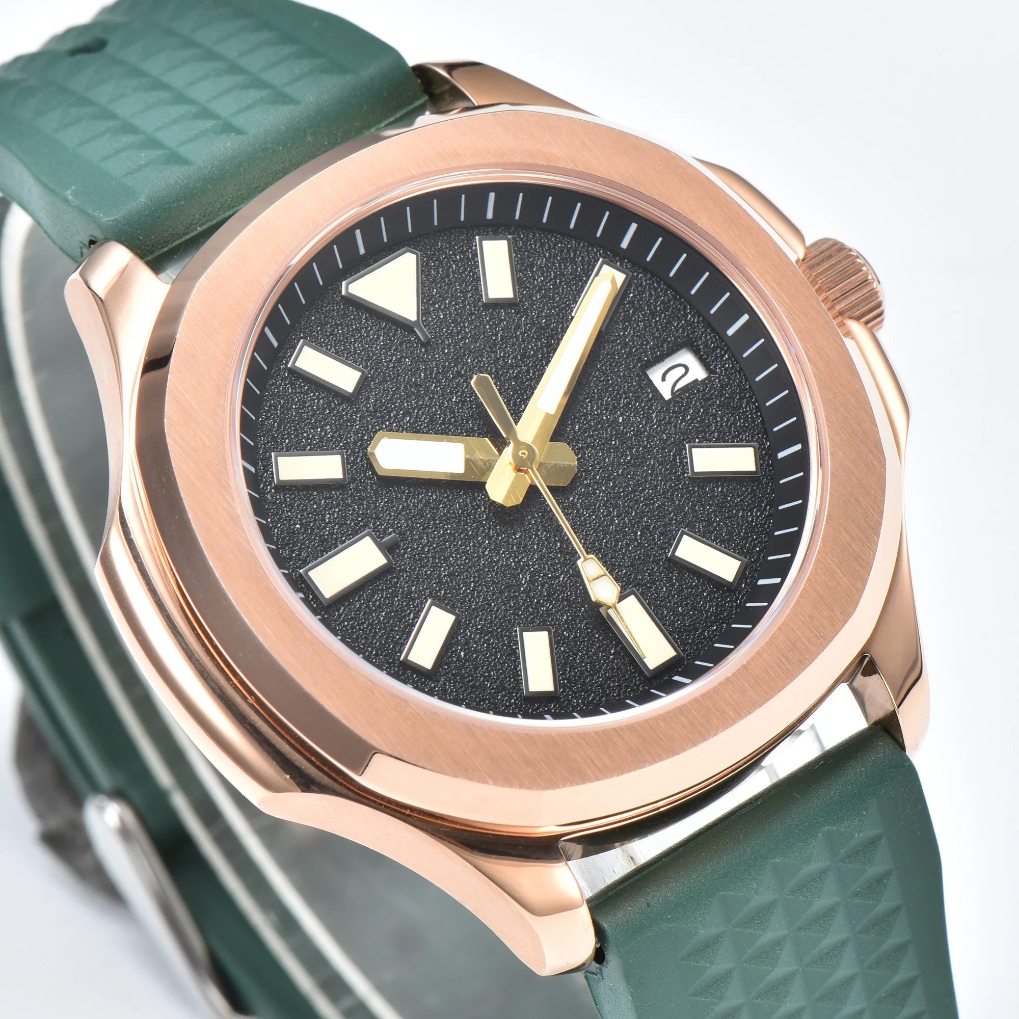 Luxury 40mm Automatic Men's Watch NH35 Skx 007 Rose Gold Case Waterproof Sapphire Glass Men's Watch Clock