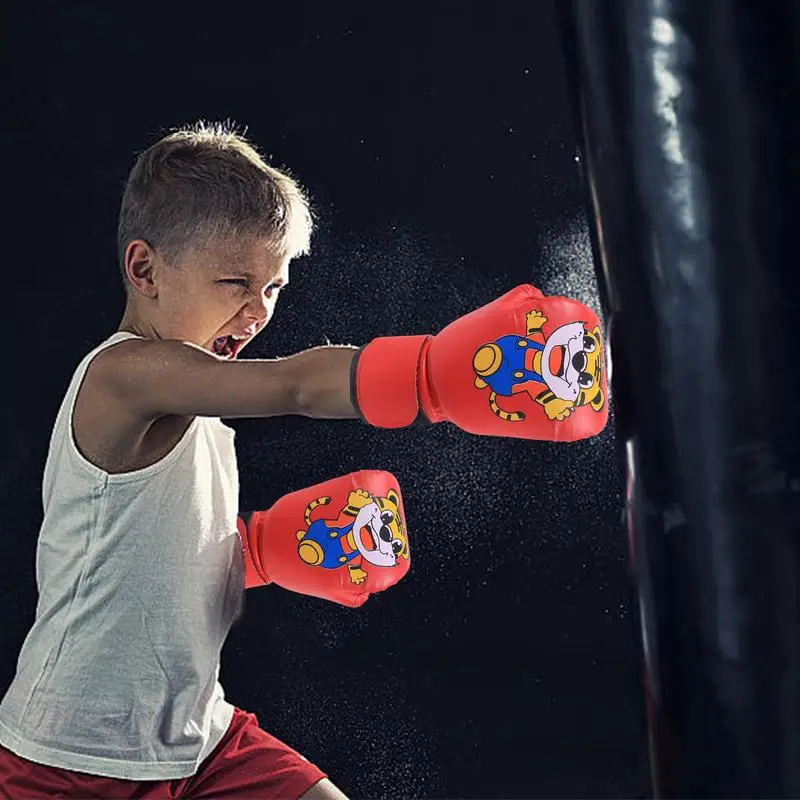 Youth Boxing Gloves Breathable Junior Mitt Cartoon Pattern Training Training Sparring Gloves Punching Gloves For Age 3-12 Years