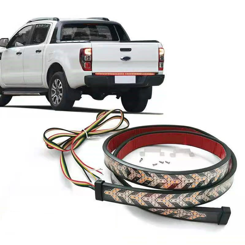 12V Flexible Car Pickup LED Strip Light Fishbone LED Tailgate Light Strip Turn Signal Lamp Tail light Bar Flowing Flashing Light