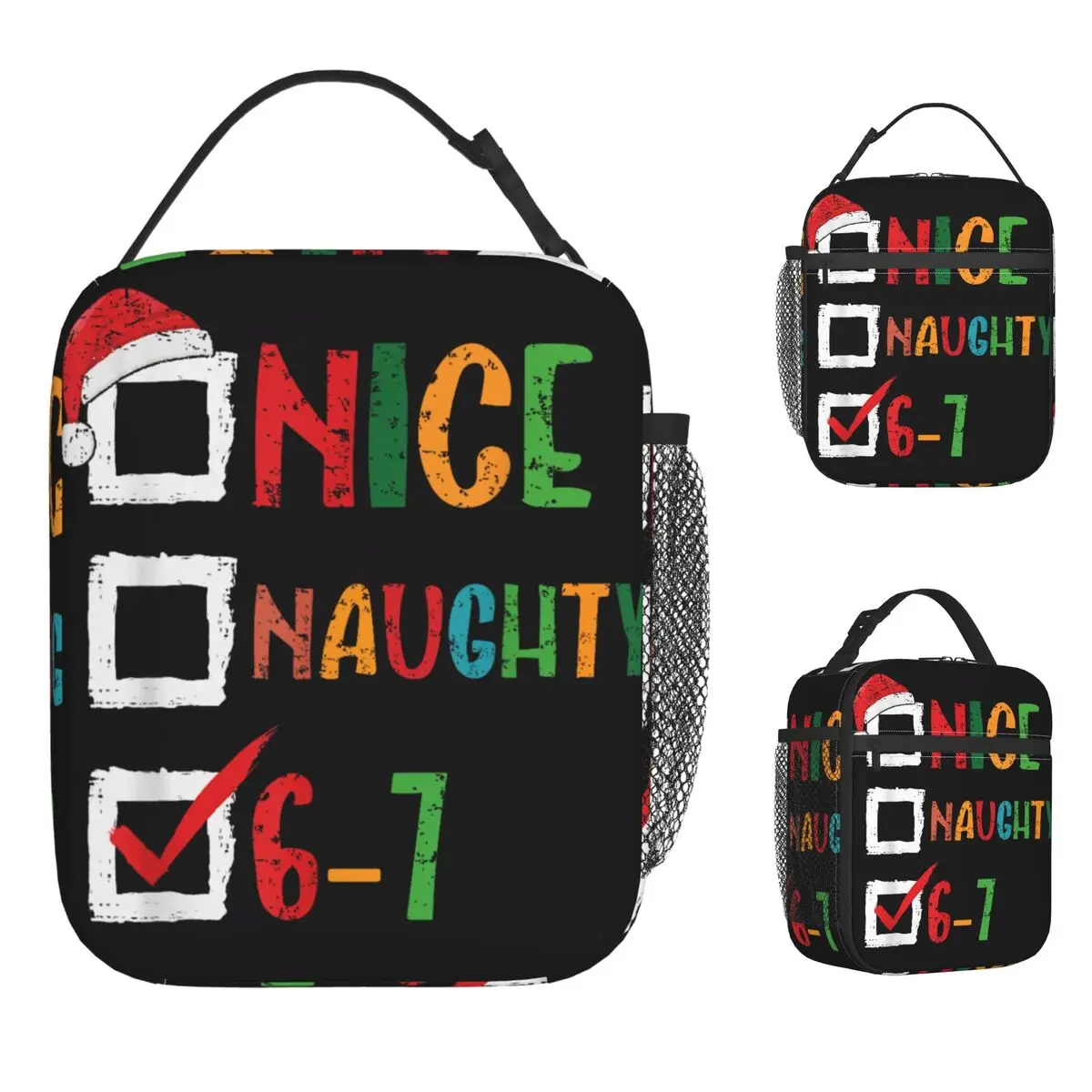 

Nice Naughty 6 7 Meme 67 Рождественская сумка для обеда Six Seven для мужчин, индивидуальный ланч-бокс, модная школьная сумка-холодильник, портативные сумки для обеда