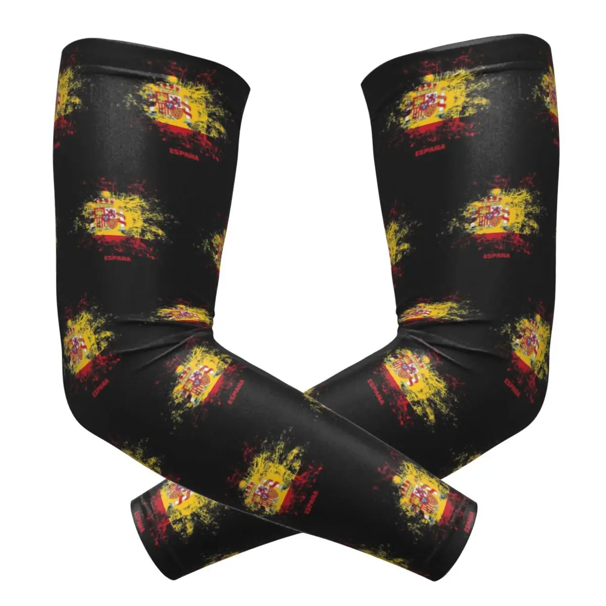 Spain Watercolor Spaniard Flag Spanish Outfit Outdoor Arm Sleeves Sun UV Protection Cover Summer Cycling Tattoo Sleeves