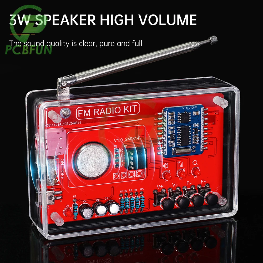 DIY FM Radio Electronic Kit Adjustable Frequency 150Hz-20KHz Digital Display DIY Soldering Project Practice Solder