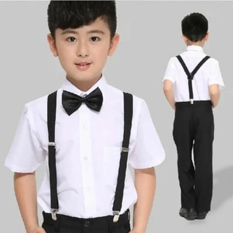 2Pcs Kid Suspenders and Bow Tie Set Adjustable Elastic Y-Back Suspenders for Formal and Casual Wear