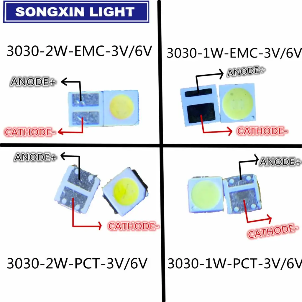 50pcs FOR LEXTAR LED Backlight High Power LED PCT 1.8W 3030 6V Cool white 150-187LM PT30W45 V1 TV Application