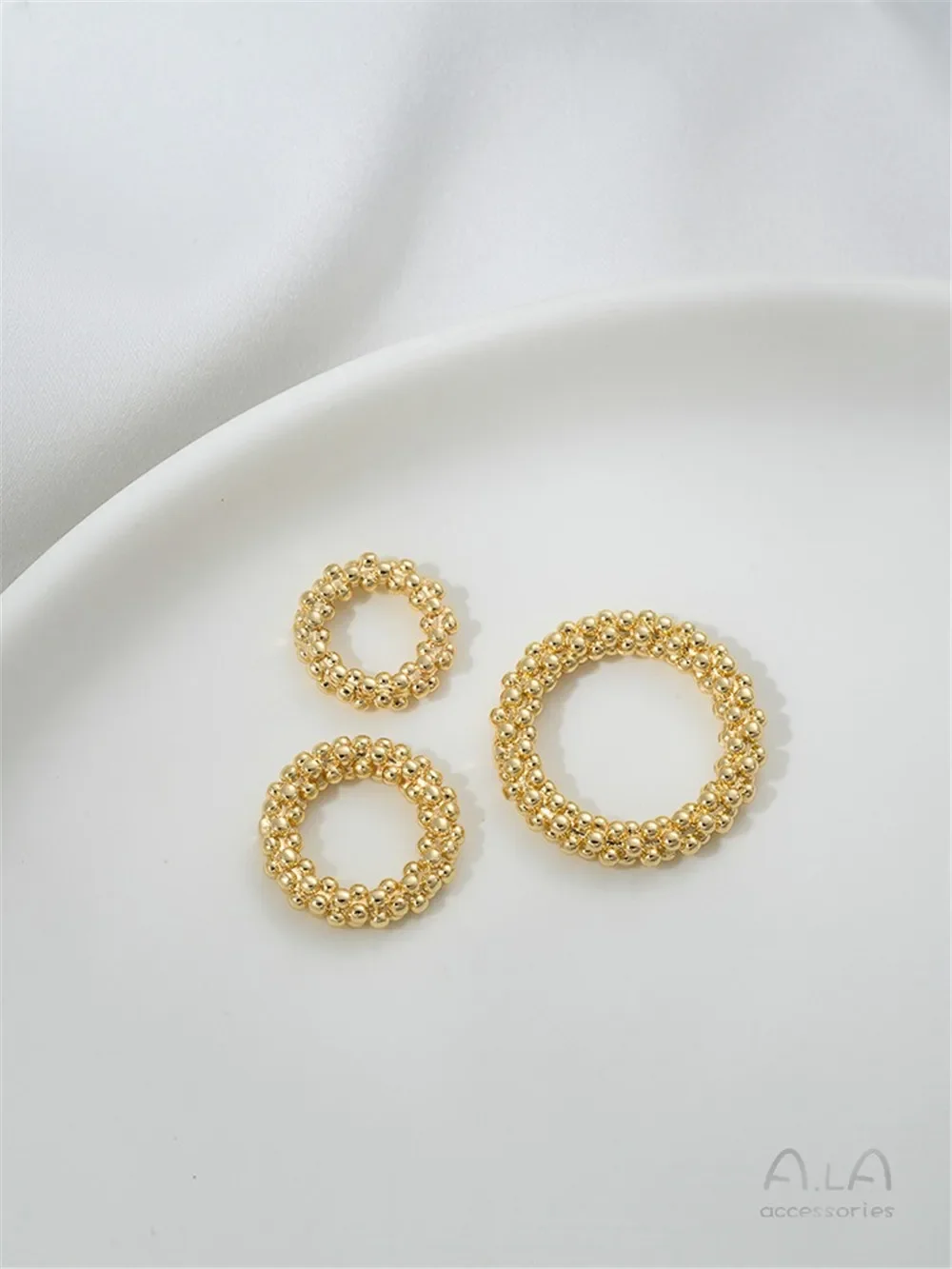 14K Copper Clad True Gold Ring Concave Convex Closed Ring Handmade Connection Ring Circle DIY Jewelry Hanging Ring Accessories