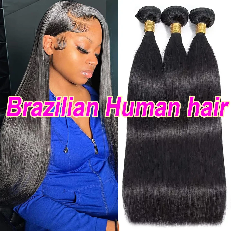 10A Straight Hair Bundles Brazilian 16-30 Inch 100% Unprocessed Virgin Hair Straight Weave Bundles Human Hair 3 Bundles Deals