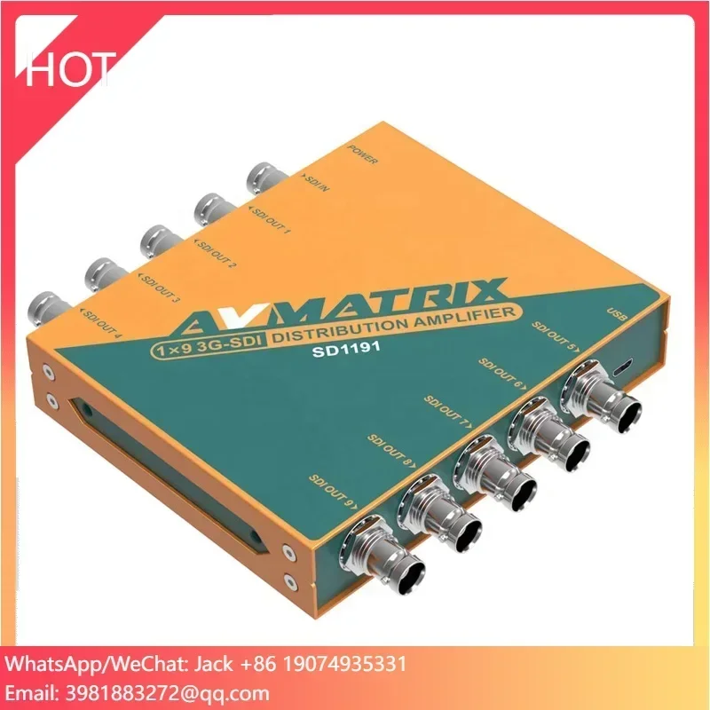 ตัวแยกสัญญาณภาพและเสียง Avmatrix SD1191 1 อินพุต 9 เอาต์พุต ความละเอียด 1080p รองรับสัญญาณเสียงและวิดีโอ SD HD 3G-SDI ตัวขยายสัญญาณแบบกระจาย วัสดุโลหะ