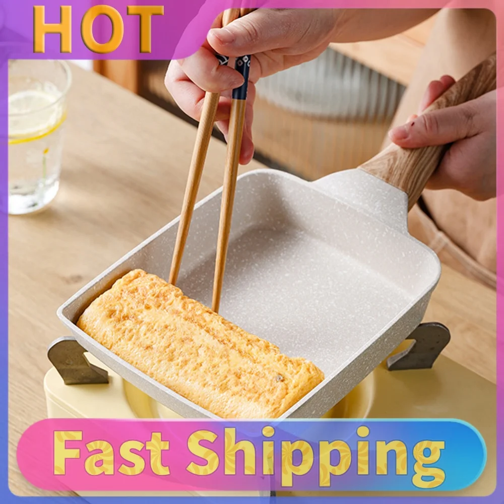 Nonstick Flat Pan for Home Kitchen Granite Omelette Skillet with Handle for Gas Stove Induction Cooker