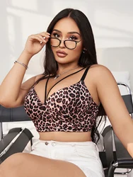 Damska bielizna Plus Size Half Cup Gathering Push Up Leopard Print Design Odpowiednia dla pulchnych kobiet 90D-110D B2833