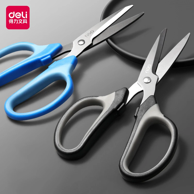 

Deli 6001 Stainless Steel Large Scissors Anti Stick Anti Rust tijeras Household Multi Functional Office TailorS Hand Cutting