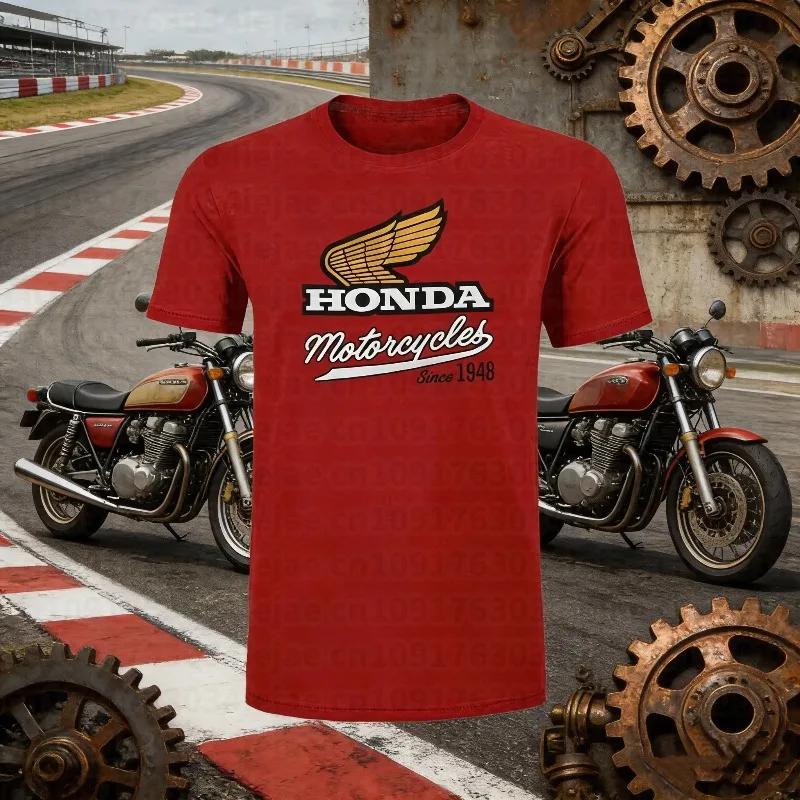 

2025-26 Summer Honda Fashion Moto Honda Graphic Work Clothes 100% Cotton Printed T-shirt Loose Casual Comfortable and Breathable