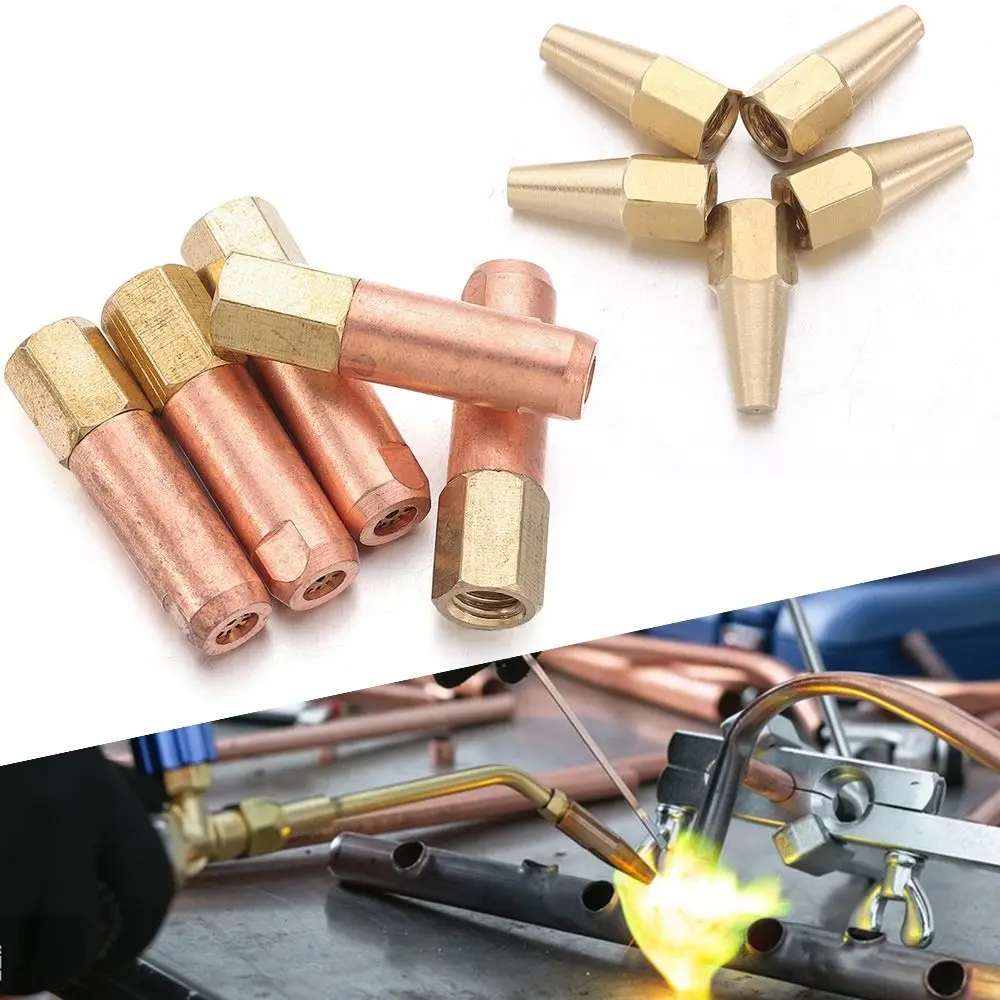 

5Pcs/Set H01-2 Gas Brazing Torch Nozzle Welding Accessory Propane Acetylene Torch Tip 1# 2# 3# 4# 5# Pure Copper Oxygen Welding