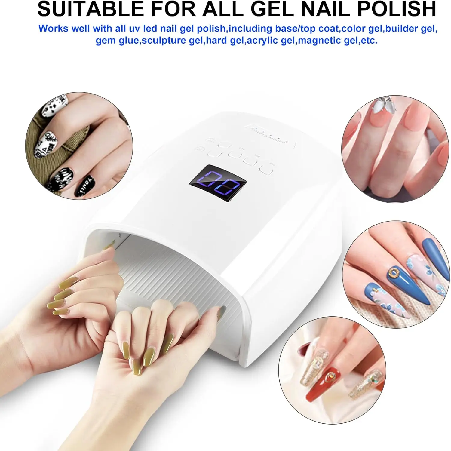 Wiederaufladbare UV-LED-Nagellampe, 66 W, kabelloser Nageltrockner für Gelpoliermittel, professionelle Nagelkunst-Maniküre-Werkzeuge für Zuhause und Salon