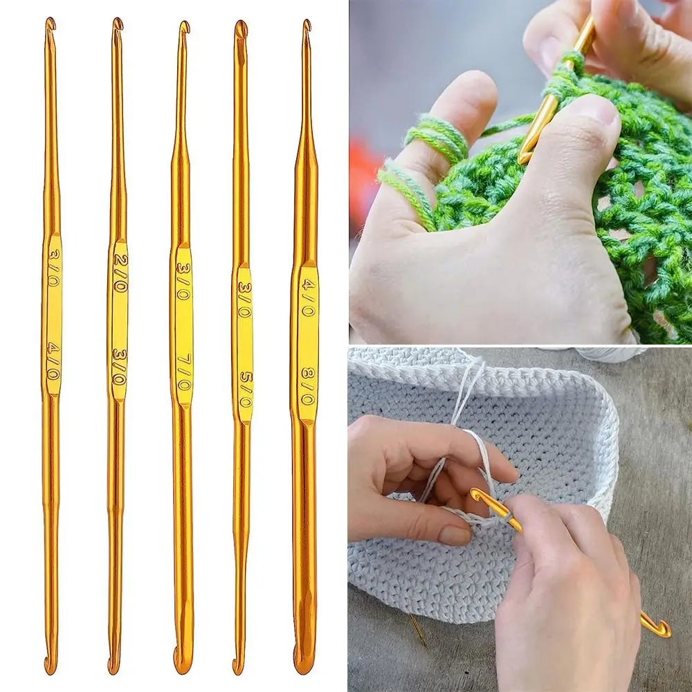

New Gold Double End Crochet Hooks Aluminum Multisize Knitting Needles Crocheting Hooks Hand Weave Tool
