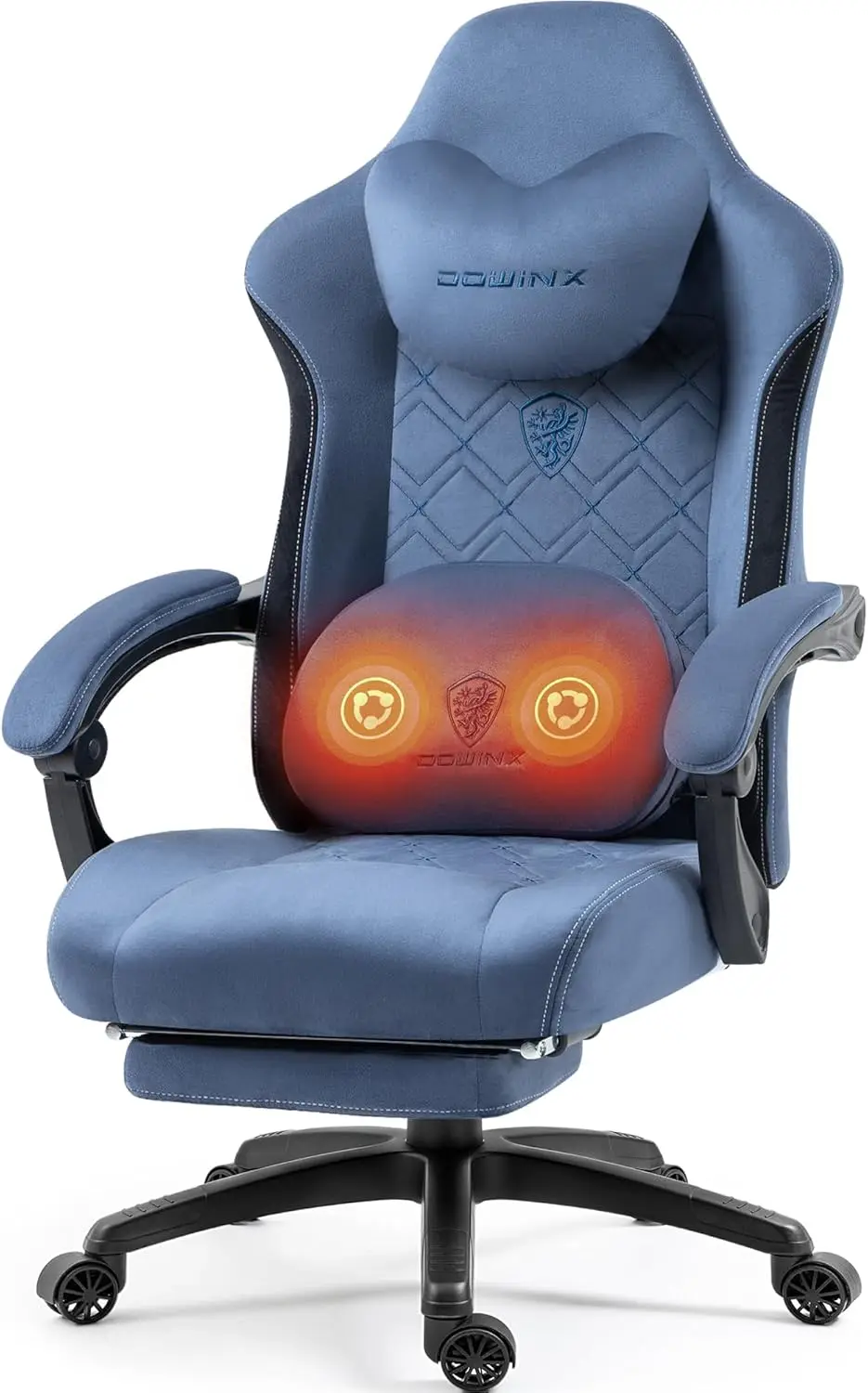 

Dowinx Fabric Gaming Chair with Heated Massage Lumbar Support, Breathable Fabric Big and Tall Gaming Chair with Footrest and Poc