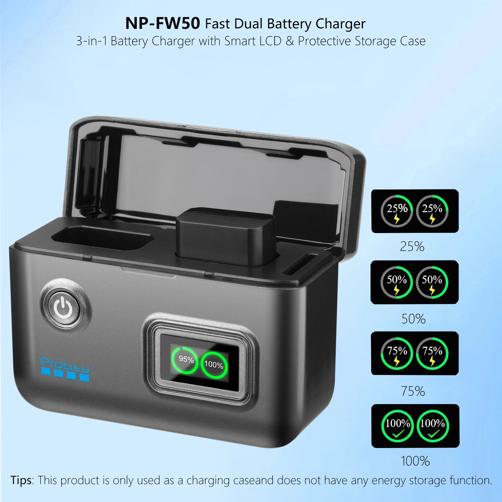 Probty NP-FW50 Battery And Fast Charger For Sony ZV-E10, A7, A7R, A7RII, A7II, A7SII, A7S, a3000, a5000, a6000, a6300, a6400 view 4