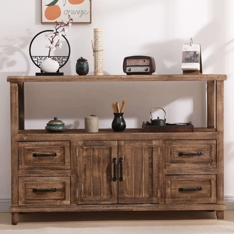 Vintage solid wood sideboard storage living room old storage cabinet 2