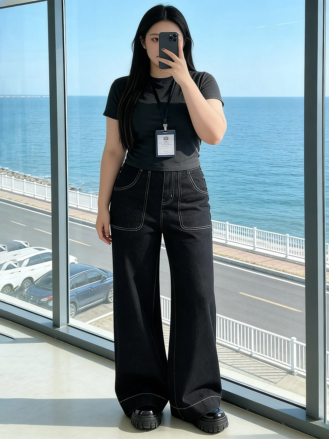 

Широкие джинсы Bla для женщин, свободные брюки прямого кроя, новинка весны, для фигуры типа «груша», больших размеров, с высокой талией, удобные брюки