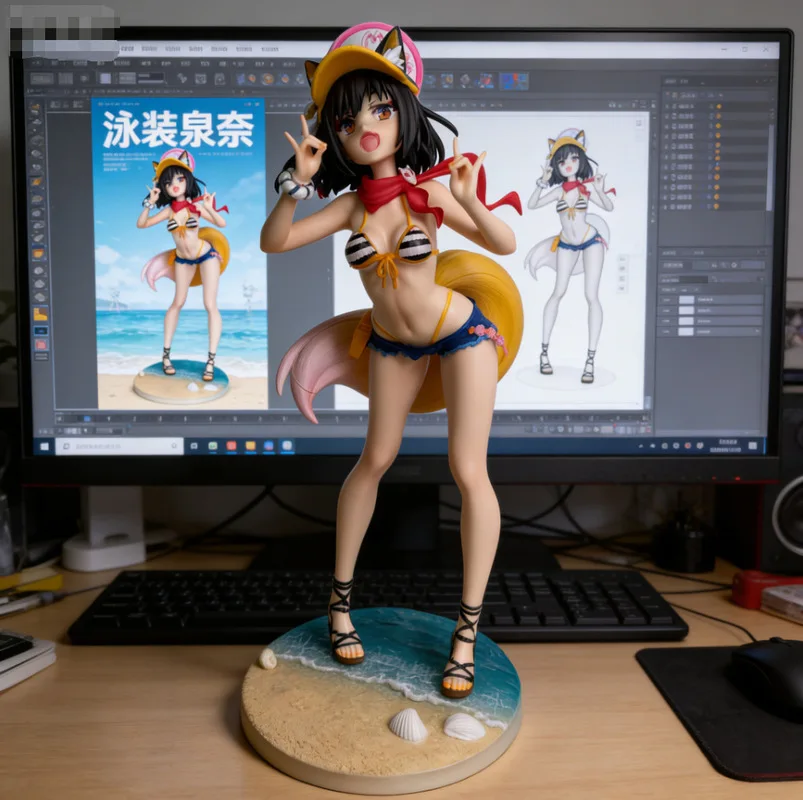 Kuda Izuna Summer Swimsuit Anime Character Standing Pvc Collection Model Desktop Decoration For Anime Enthusiasts
