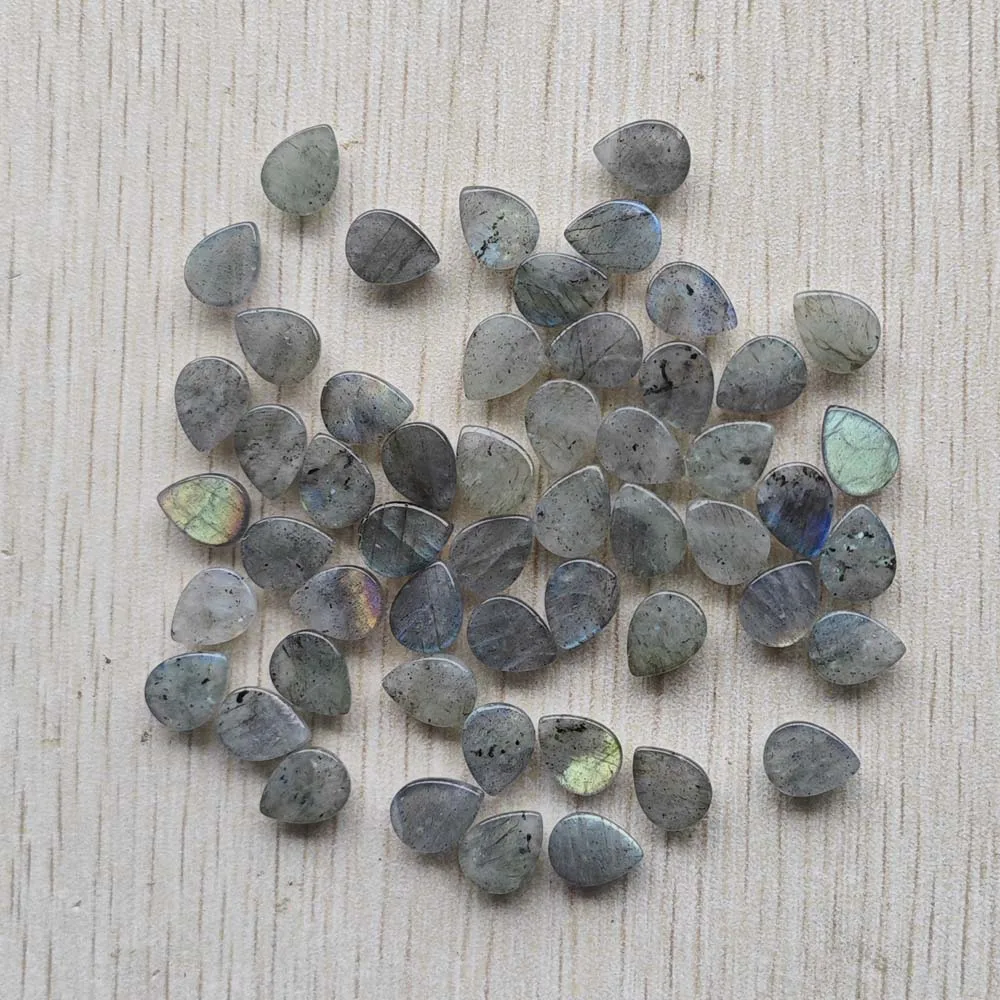 Fashion Natural Labradorite stone CABOCHON teardrop Beads 8x10mm for jewelry accessories making free shipping Wholesale 50pcs