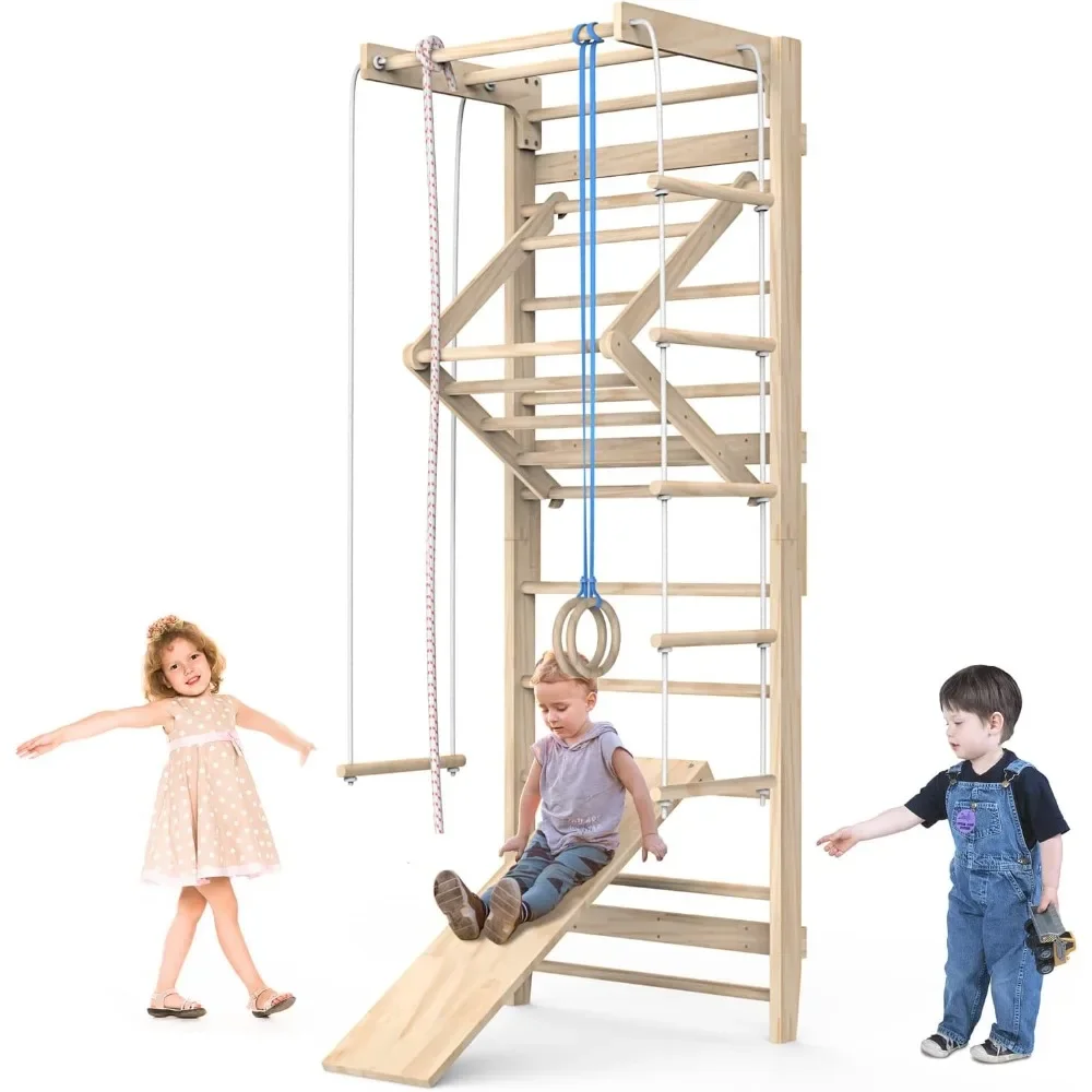 

Wall Ladder Stall Bars Set, Wooden Kids Gymnastic Gym, Climbing Play Structure Set for Kids, Exercise Training Stretching