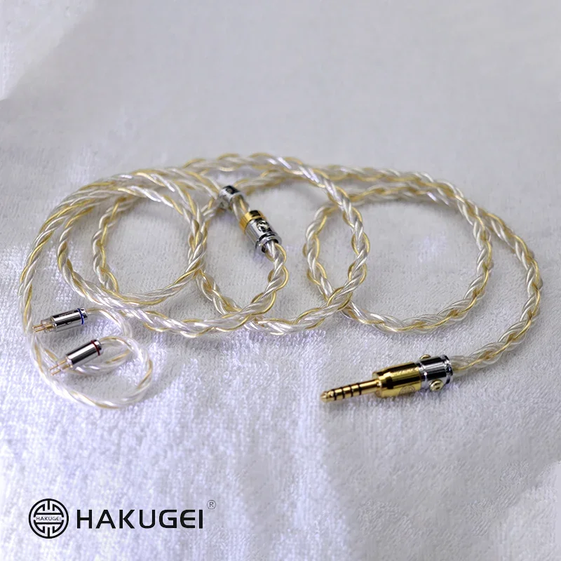 HAKUGEI Heimdallr مطلية بالذهب 6N الفضة النقية و Litz 6N الفضة النقية الهجين Hifi Music تحديث سماعة كابل خط 4.4 0.78 MMCX