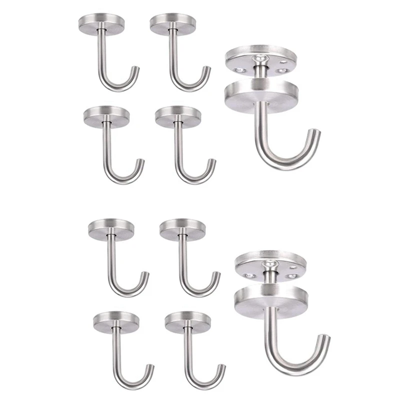 

10 Pcs Stainless Steel Ceiling Hook Round Base Top Mount Overhead Wall Hook For Hanging Plants Bird Feeders Wind Chimes